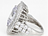 White Cubic Zirconia Platinum Over Sterling Silver Ring 16.32ctw