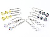 Multi Color Cubic Zirconia Rhodium Over Sterling Silver Earrings Set of 4 18.80ctw