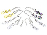 Multi Color Cubic Zirconia Rhodium Over Sterling Silver Earrings Set of 4 18.80ctw