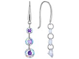 Multi Color Cubic Zirconia Rhodium Over Sterling Silver Earrings Set of 4 18.80ctw