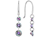 Multi Color Cubic Zirconia Rhodium Over Sterling Silver Earrings Set of 4 18.80ctw