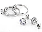 White Cubic Zirconia Rhodium Over Sterling Silver Rings And Earrings Set 8.77ctw