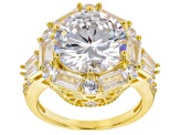 White Cubic Zirconia 18k Yellow Gold Over Sterling Silver Ring 13.60ctw