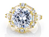 White Cubic Zirconia 18k Yellow Gold Over Sterling Silver Ring 13.60ctw