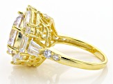 White Cubic Zirconia 18k Yellow Gold Over Sterling Silver Ring 13.60ctw