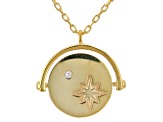 White Cubic Zirconia 18k Yellow Gold Over Sterling Silver Pendant With Chain 0.01ctw