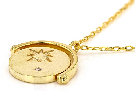 White Cubic Zirconia 18k Yellow Gold Over Sterling Silver Pendant With Chain 0.01ctw