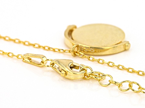 White Cubic Zirconia 18k Yellow Gold Over Sterling Silver Pendant With Chain 0.01ctw
