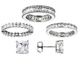 White Cubic Zirconia Rhodium Over Sterling Silver Ring And Earrings Set 16.23ctw
