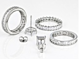 White Cubic Zirconia Rhodium Over Sterling Silver Ring And Earrings Set 16.23ctw