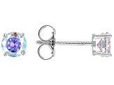 Aurora Borealis And White Cubic Zirconia Rhodium Over Sterling Silver Ring And Earrings Set 4.72ctw
