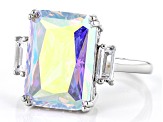Aurora Borealis And White Cubic Zirconia Rhodium Over Sterling Silver Ring 11.50