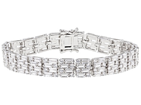 White Cubic Zirconia Rhodium Over Sterling Silver Bracelet 19.55