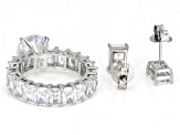 White Cubic Zirconia Rhodium Over Sterling Silver Ring And Earrings Set 15.62ctw