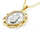 White Cubic Zirconia Rhodium & 18k Yellow Gold Over Sterling Silver Pendant W/ Chain 0.28ctw