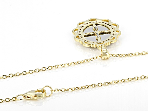 White Cubic Zirconia Rhodium & 18k Yellow Gold Over Sterling Silver Pendant W/ Chain 0.28ctw