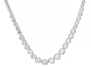 White Cubic Zirconia Rhodium Over Sterling Silver Tennis Necklace 26.81ctw