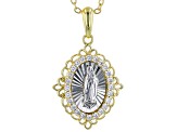 White Cubic Zirconia Rhodium And 18k Yellow Gold Over Sterling Silver Pendant With Chain 0.34ctw