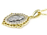 White Cubic Zirconia Rhodium And 18k Yellow Gold Over Sterling Silver Pendant With Chain 0.34ctw