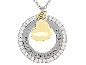 White Cubic Zirconia Rhodium And 18k Yellow Gold Over Sterling Silver Pendant With Chain 0.81ctw