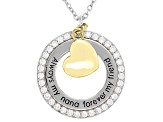 White Cubic Zirconia Rhodium & 18k Yellow Gold Over Silver "Always My Nana" Pendant With Chain