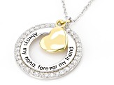 White Cubic Zirconia Rhodium & 18k Yellow Gold Over Silver "Always My Nana" Pendant With Chain