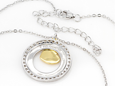 White Cubic Zirconia Rhodium & 18k Yellow Gold Over Silver "Always My Nana" Pendant With Chain