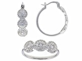 White Cubic Zirconia Rhodium Over Sterling Silver Earrings And Ring Set 1.99ctw