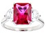 Lab Created Ruby And White Cubic Zirconia Rhodium Over Sterling Silver Ring 2.22ctw