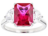 Lab Created Ruby And White Cubic Zirconia Rhodium Over Sterling Silver Ring 2.22ctw