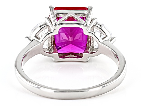 Lab Created Ruby And White Cubic Zirconia Rhodium Over Sterling Silver Ring 2.22ctw