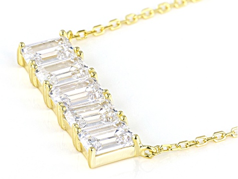 White Cubic Zirconia 18k Yellow Gold Over Sterling Silver Bar Necklace 4.98ctw