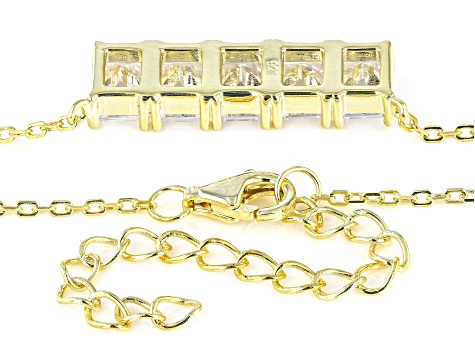 White Cubic Zirconia 18k Yellow Gold Over Sterling Silver Bar Necklace 4.98ctw
