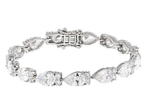 White Cubic Zirconia Platinum Over Sterling Silver Tennis Bracelet 36.41ctw