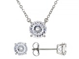 White Cubic Zirconia 120 Facets Rhodium Over Sterling Silver Necklace And Earrings Set 3.53ctw