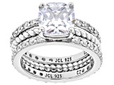 White Cubic Zirconia Rhodium Over Sterling Silver Ring Set of 3 4.78ctw