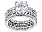 White Cubic Zirconia Rhodium Over Sterling Silver Ring Set of 3 4.66ctw