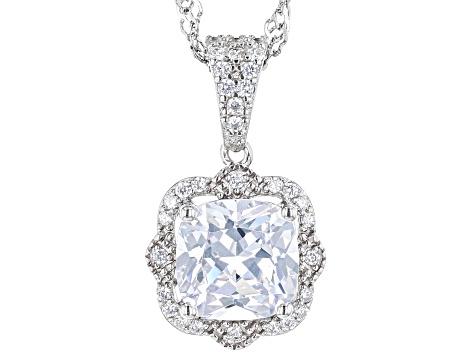 White Cubic Zirconia Rhodium Over Sterling Silver Pendant With Chain 4 ...