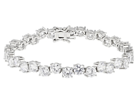 White Cubic Zirconia Rhodium Over Sterling Silver Tennis Bracelet 22.86ctw