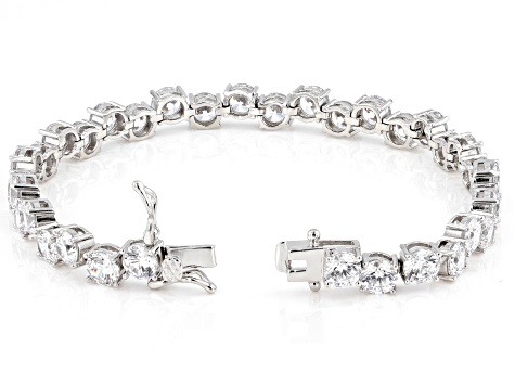 White Cubic Zirconia Rhodium Over Sterling Silver Tennis Bracelet 22.86ctw