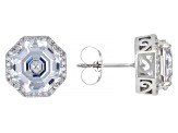 White Cubic Zirconia Rhodium Over Sterling Silver Octagon Asscher Cut Earrings 13.84ctw