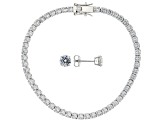 White Cubic Zirconia Rhodium Over Silver Bracelet And Earrings Set 10.40ctw