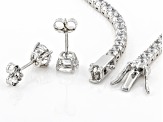 White Cubic Zirconia Rhodium Over Silver Bracelet And Earrings Set 10.40ctw