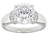 White Cubic Zirconia Rhodium Over Sterling Silver 100 Facet Cut Ring 4.68ctw
