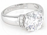 White Cubic Zirconia Rhodium Over Sterling Silver 100 Facet Cut Ring 4.68ctw
