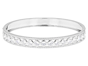 White Cubic Zirconia Rhodium Over Sterling Silver Bangle 5.16ctw