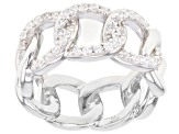 White Cubic Zirconia Rhodium Over Sterling Silver Chain Link Ring 0.21ctw