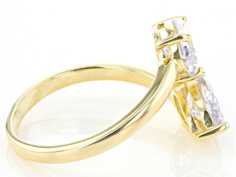 White Cubic Zirconia 18k Yellow Gold Over Sterling Silver Ring 4.52ctw