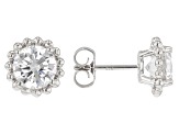 White Cubic Zirconia Platinum Over Sterling Silver Earrings 3.00ctw