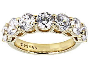 White Cubic Zirconia 18k Yellow Gold Over Sterling Silver Ring 4.90ctw